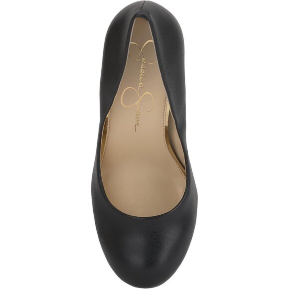 Jessica Simpson Women's Black Faux Leather Closed Rounded Toe High Heel Pumps - Picture 5 of 7